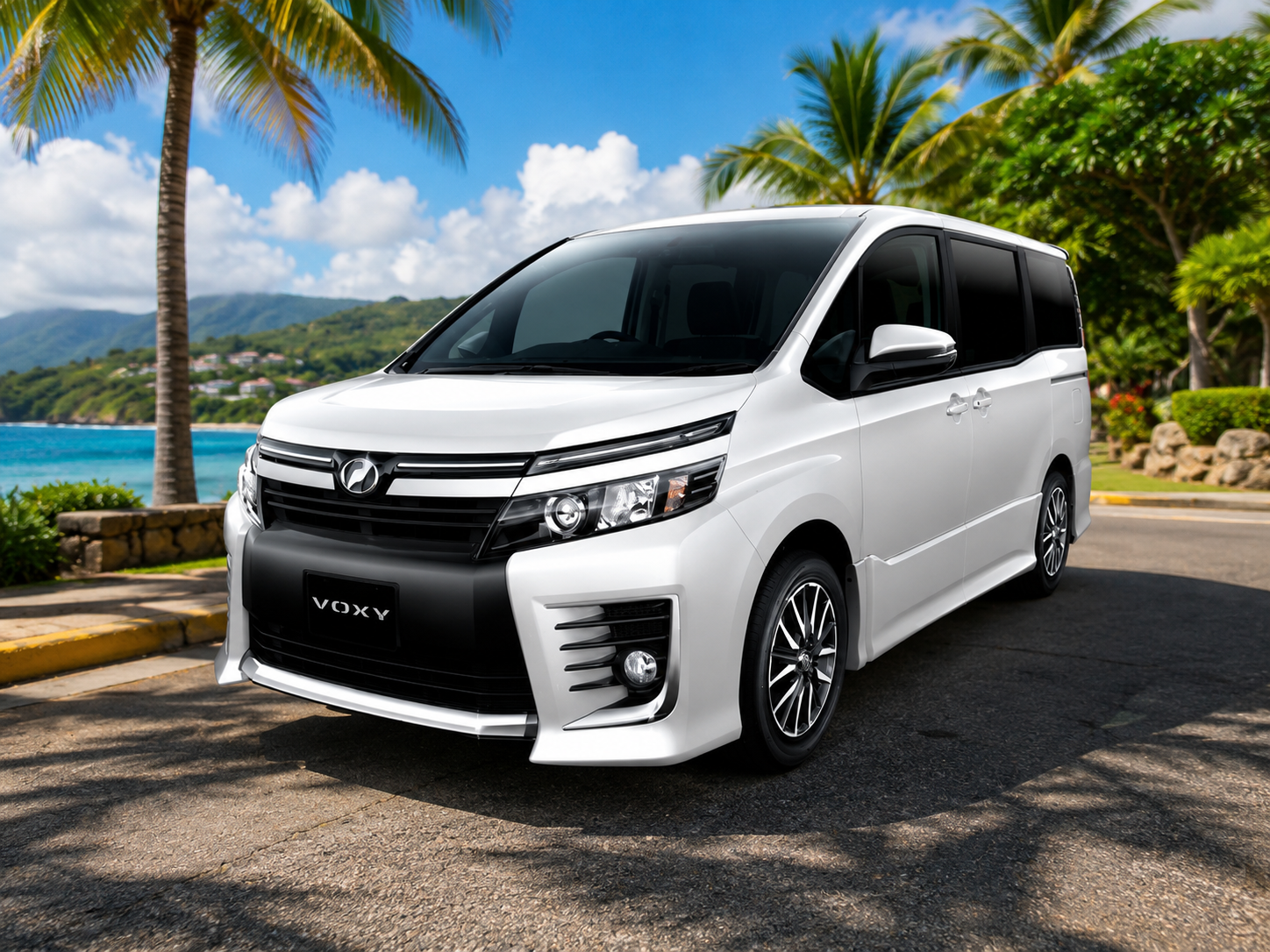 Comfortable tour bus ready for island adventures