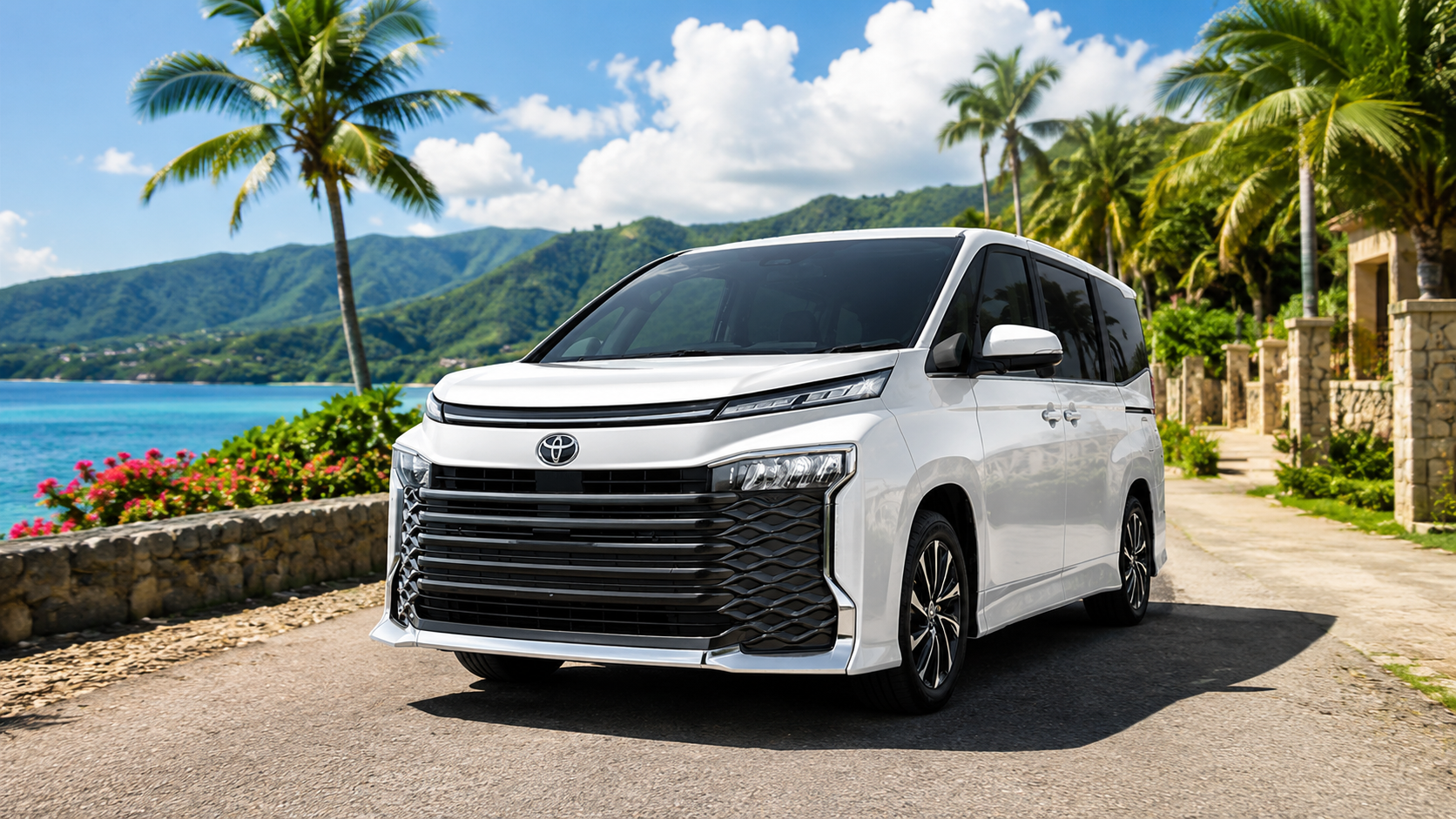 Tour vehicle on scenic Jamaican road